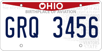 OH license plate GRQ3456