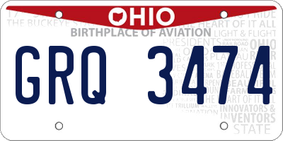 OH license plate GRQ3474