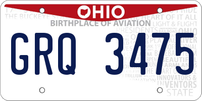OH license plate GRQ3475