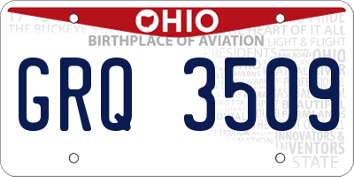 OH license plate GRQ3509