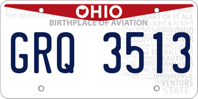 OH license plate GRQ3513