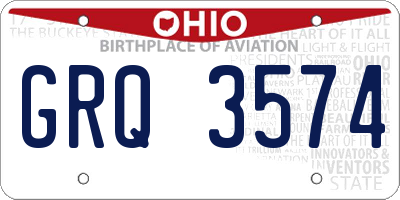 OH license plate GRQ3574