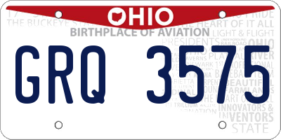 OH license plate GRQ3575