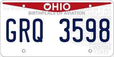 OH license plate GRQ3598