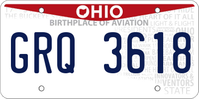 OH license plate GRQ3618