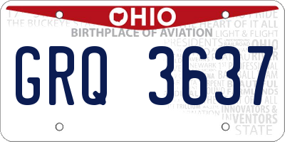 OH license plate GRQ3637