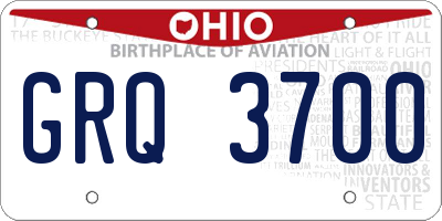 OH license plate GRQ3700