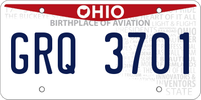 OH license plate GRQ3701