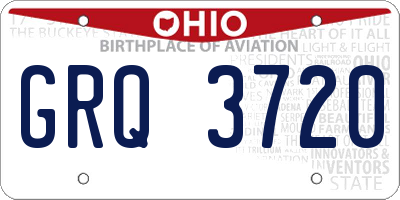 OH license plate GRQ3720