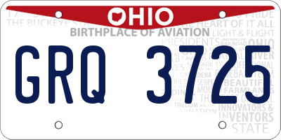 OH license plate GRQ3725