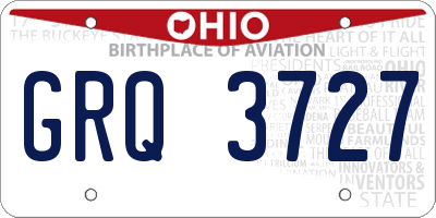 OH license plate GRQ3727