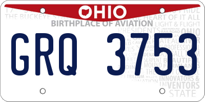 OH license plate GRQ3753