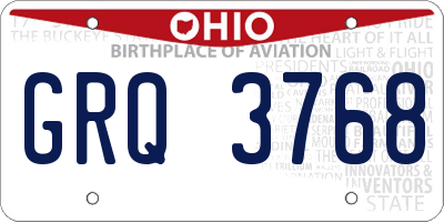 OH license plate GRQ3768