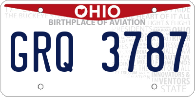 OH license plate GRQ3787