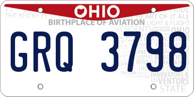 OH license plate GRQ3798