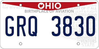 OH license plate GRQ3830