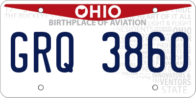 OH license plate GRQ3860