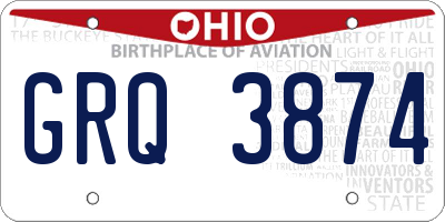 OH license plate GRQ3874