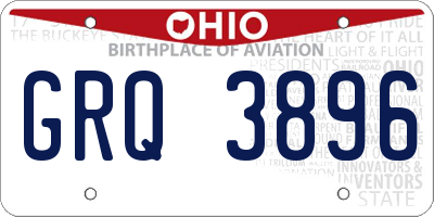 OH license plate GRQ3896