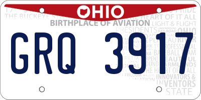 OH license plate GRQ3917