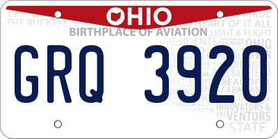 OH license plate GRQ3920