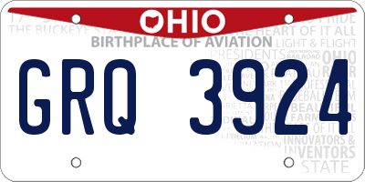 OH license plate GRQ3924