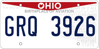 OH license plate GRQ3926