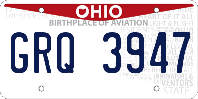 OH license plate GRQ3947