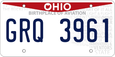 OH license plate GRQ3961