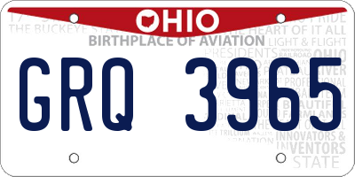 OH license plate GRQ3965