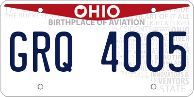 OH license plate GRQ4005