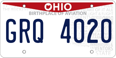 OH license plate GRQ4020