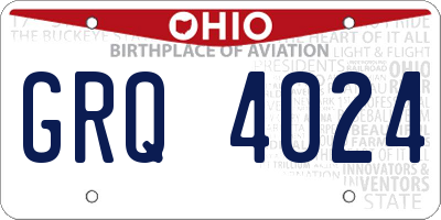 OH license plate GRQ4024