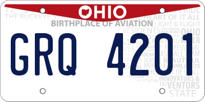OH license plate GRQ4201