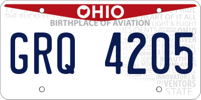 OH license plate GRQ4205