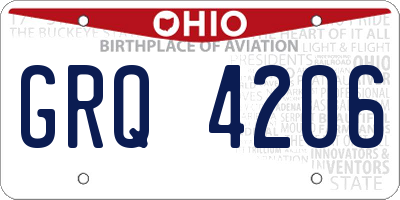 OH license plate GRQ4206