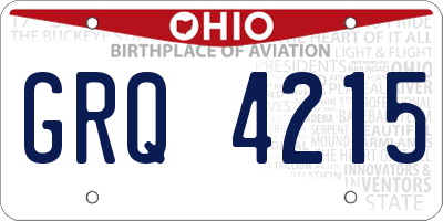 OH license plate GRQ4215