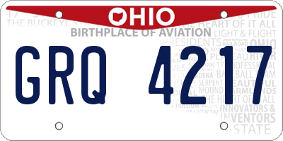 OH license plate GRQ4217