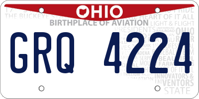 OH license plate GRQ4224