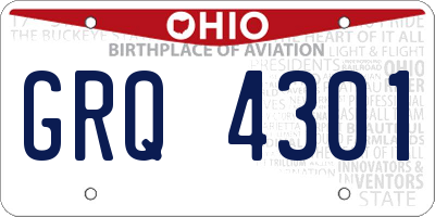 OH license plate GRQ4301
