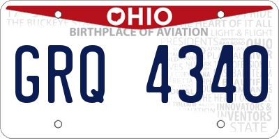 OH license plate GRQ4340