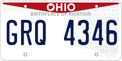 OH license plate GRQ4346