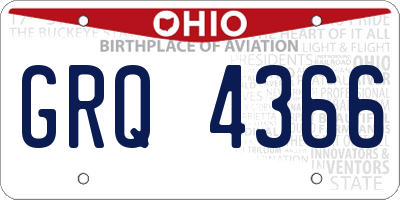 OH license plate GRQ4366