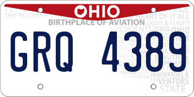 OH license plate GRQ4389