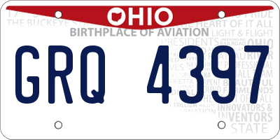 OH license plate GRQ4397