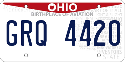 OH license plate GRQ4420
