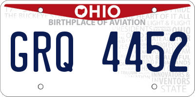OH license plate GRQ4452