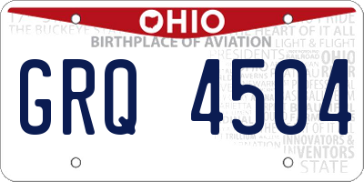 OH license plate GRQ4504