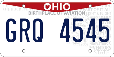 OH license plate GRQ4545