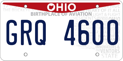 OH license plate GRQ4600